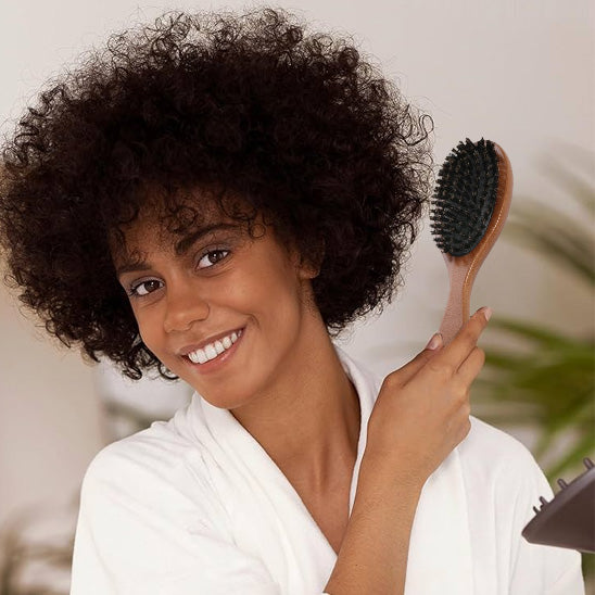 Brosse à cheveux en poils de sanglier naturels