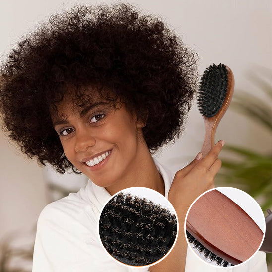 Brosse à cheveux en poils de sanglier naturels
