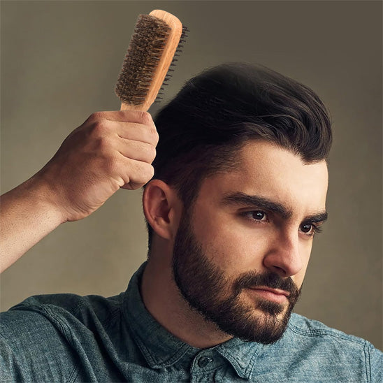 Brosse à cheveux en poils de sanglier pour hommes