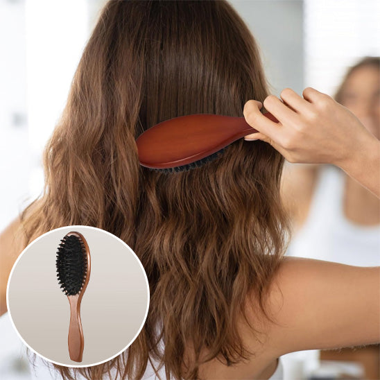 Brosse à cheveux en poils de sanglier naturels