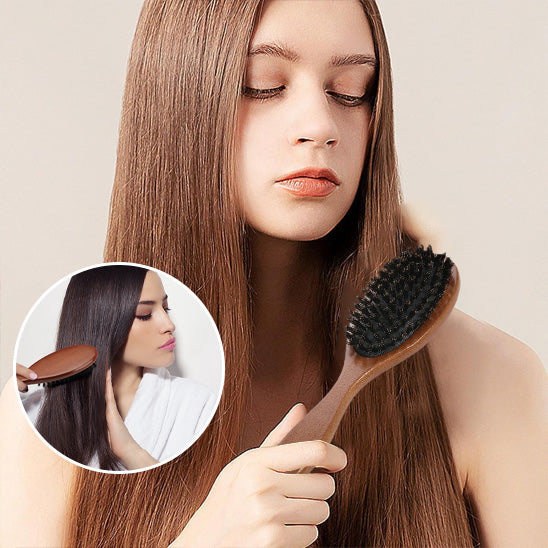 Brosse à cheveux en poils de sanglier naturels