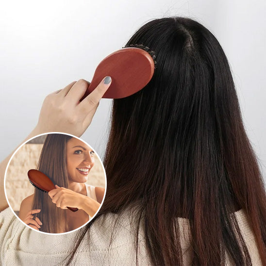 Brosse à cheveux en poils de sanglier naturels